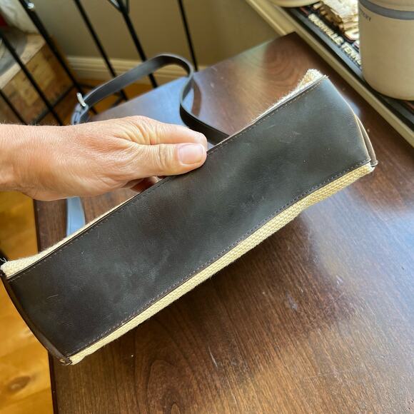 Vintage Liz Claiborne - classic woven cream leather foldover shoulder bag purse - Picture 12 of 16